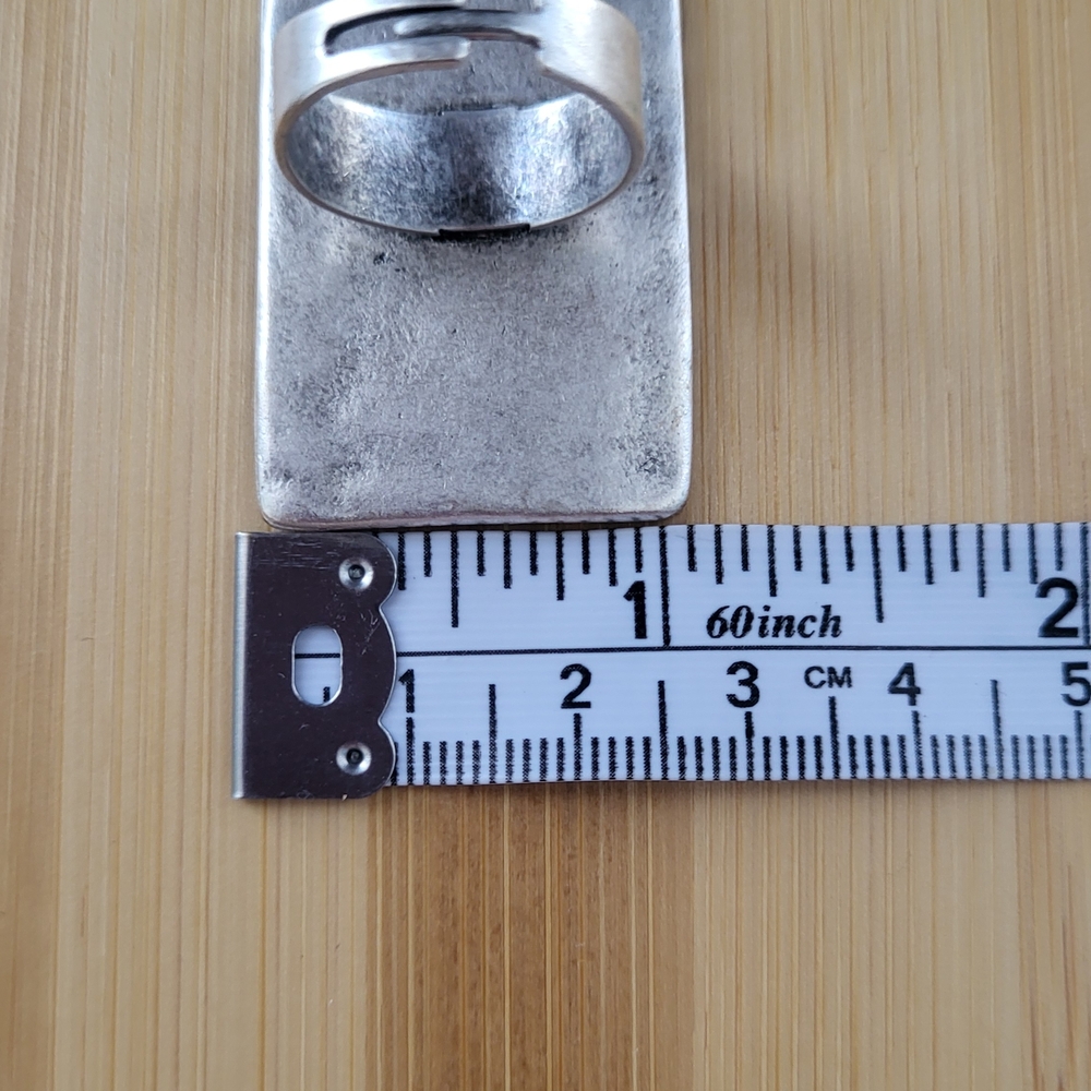 Sterling Silver Textured Square Statement Ring - … - image 4